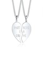 Elli Ketten-Set »Freunde Partner in Crime Wording Herz 925 Silber«