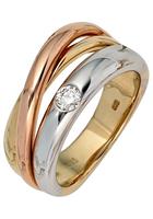 Jobo Diamantring, 585 Gold dreifarbig tricolor mit Diamant 0,15 ct.