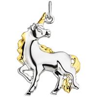 sigo Anhänger Einhorn 925 Sterling Silber bicolor Silberanhänger  Einhornanhänger