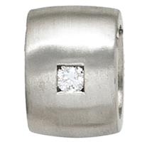 sigo Anhänger 925 Sterling Silber rhodiniert mattiert 1 Diamant Brillant 0,05ct.