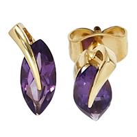 SIGO Ohrstecker 585 Gold Gelbgold 2 Amethyste lila violett Ohrringe Goldohrstecker