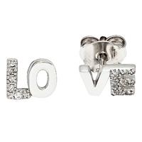 SIGO Ohrstecker LOVE Liebe 925 Sterling Silber rhodiniert mit Zirkonia Ohrringe