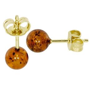 OSTSEE-SCHMUCK Paar Ohrstecker - Klassisch 6 mm - Gold 333/000 - Bernstein (2-tlg)