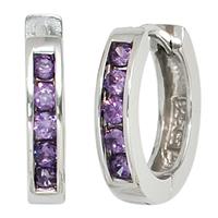 sigo Creolen rund 925 Sterling Silber 10 Zirkonia lila violett Ohrringe Silbercreolen