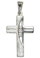 JOBO Kreuzanhänger "Anhänger Kreuz", 925 Silber mit Zirkonia