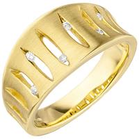 SIGO Damen Ring breit 585 Gold Gelbgold matt 6 Diamanten Brillanten Goldring