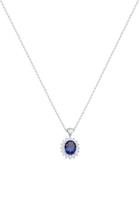 Elli dames cirkel hanger elegant royal met synthetische saffier en cubic zirconia kristallen in 925 sterling zilver Blauw