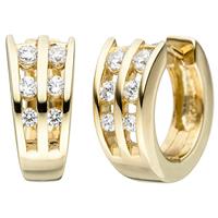 sigo Creolen 925 Sterling Silber gold vergoldet 12 Zirkonia Ohrringe