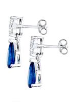 Elli Dames Druppel met Zirkonia Kristallen en Synthetische Saffier in 925 Sterling Zilver Blauw