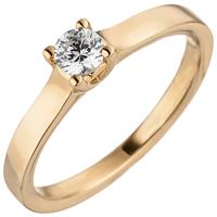 SIGO Damen Ring 585 Gold Rotgold 1 Diamant Brillant 0,25 ct. Diamantring Solitär