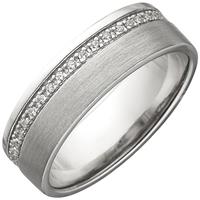 SIGO Damen Ring 925 Sterling Silber matt mit Zirkonia rundum Silberring