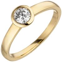 SIGO Damen Ring 585 Gold Gelbgold 1 Diamant Brillant 0,25 ct. Diamantring Solitär