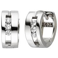 sigo Creolen 925 Sterling Silber 6 Zirkonia Ohrringe Silbercreolen Silberohrringe