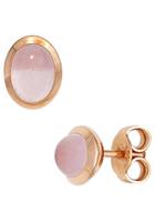 Jobo Paar Ohrstecker, oval 585 Roségold mit Rosenquarz