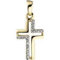 sigo Anhänger Kreuz 375 Gold Gelbgold 18 Zirkonia Kreuzanhänger Goldkreuz