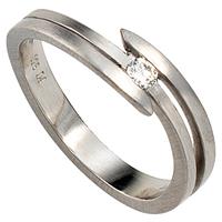 SIGO Damen Ring 950 Platin matt 1 Diamant Brillant 0,09ct. Platinring