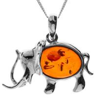 OSTSEE-SCHMUCK Kette mit Anhänger »Elefant Silber 925/000 Bernstein« (2-tlg)