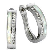 Vivance Creolen »925/- Sterling Silber rhodiniert synth. Opal«