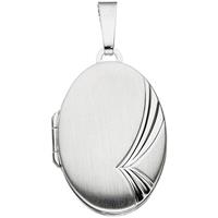 sigo Medaillon oval für 2 Fotos 925 Sterling Silber mattiert Anhänger zum Öffnen