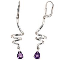 sigo Boutons 925 Sterling Silber 2 Amethyste lila violett Ohrringe Ohrhänger