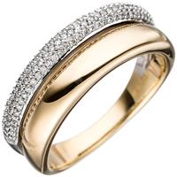 SIGO Damen Ring 585 Gold Gelbgold Weißgold bicolor 101 Diamanten Brillanten Goldring