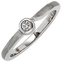 SIGO Damen Ring 950 Platin matt 1 Diamant Brillant 0,08 ct. Platinring