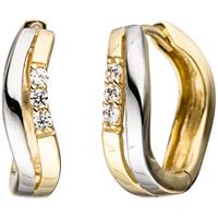 sigo Creolen 333 Gold Gelbgold bicolor mit Zirkonia Ohrringe Goldohrringe Goldcreolen