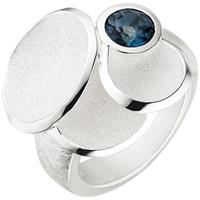 SIGO Damen Ring 925 Sterling Silber matt eismatt 1 Blautopas blau