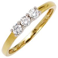 SIGO Damen Ring 333 Gold Gelbgold Weißgold bicolor 3 Zirkonia Goldring