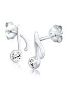 Elli Elli Oorbellen Dames Oorsteker Noot Muziek met Kristal in 925 Sterling Zilver