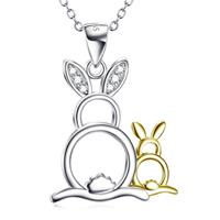 Schmuck-Elfe Kette mit Anhänger »Mutter Hase & Kind Hasi« (inkl. Schmuckbox), 925 Sterling Silber mit Teilvergoldung