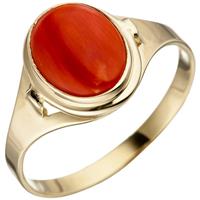 SIGO Damen Ring 333 Gold Gelbgold 1 Koralle rot Goldring