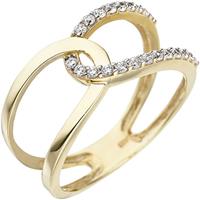 SIGO Damen Ring 2-reihig 375 Gold Gelbgold 22 Zirkonia Goldring