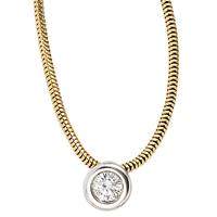 SIGO Collier Kette mit Anhänger 585 Gold bicolor 1 Diamant Brillant 42 cm Halskette