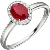 SIGO Damen Ring 585 Gold Weißgold 20 Diamanten Brillanten 1 Rubin rot Rubinring