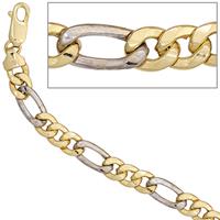 sigo Figaroarmband 333 Gold Gelbgold Weißgold bicolor 19 cm Armband Karabiner