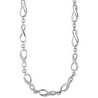 sigo Collier Halskette Unendlich 925 Silber mit Zirkonia 48 cm Kette Silberkette