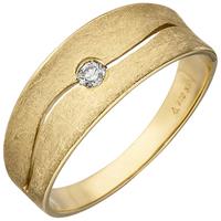 SIGO Damen Ring 585 Gold Gelbgold eismatt 1 Diamant Brillant 0,06ct. Diamantring