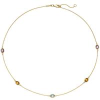 sigo Collier Halskette Kette 585 Gold Gelbgold 2 Amethyste 2 Citrine 1 Blautopas