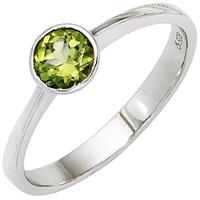 SIGO Damen Ring 925 Sterling Silber rhodiniert 1 Peridot grün Silberring