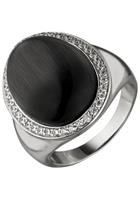 Jobo Fingerring, 925 Silber mit Mondstein-Imitation und 38 Zirkonia