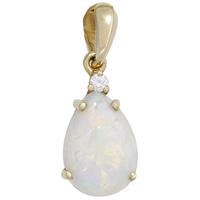 sigo Anhänger Tropfen 585 Gold Gelbgold 1 Opal 1 Diamant Brillant 0,02ct.