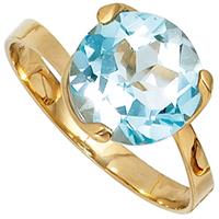 SIGO Damen Ring 585 Gold Gelbgold 1 Blautopas hellblau blau Goldring