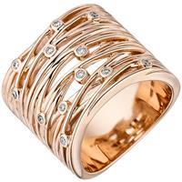 SIGO Damen Ring breit 585 Gold Rotgold 12 Diamanten Brillanten 0,14ct. Rotgoldring