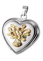 Firetti Medallionanhänger »Herz mit Baum des Lebens, bicolor, rhodiniert, teilw. vergoldet«, mit Granat, Citrin und Tsavorit