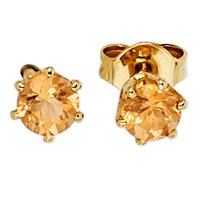 sigo Ohrstecker rund 585 Gold Gelbgold 2 Citrine orange Ohrringe Goldohrstecker