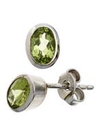 Jobo Paar Ohrstecker, oval 925 Silber mit Peridot