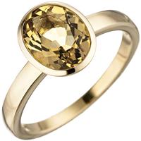 SIGO Damen Ring 585 Gold Gelbgold 1 Citrin gelb Goldring Citrinring