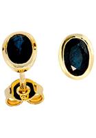 Jobo Paar Ohrstecker, oval 585 Gold mit Safir