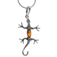 OSTSEE-SCHMUCK Kette mit Anhänger »Salamander Silber 925/000 Bernstein« (2-tlg)